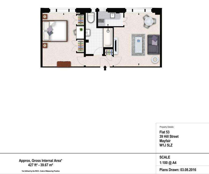 1 bedroom flat to rent - floorplan