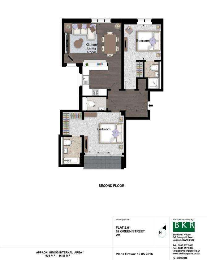 2 bedroom flat to rent - floorplan