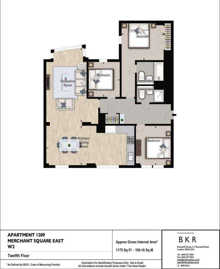 3 bedroom flat to rent - floorplan