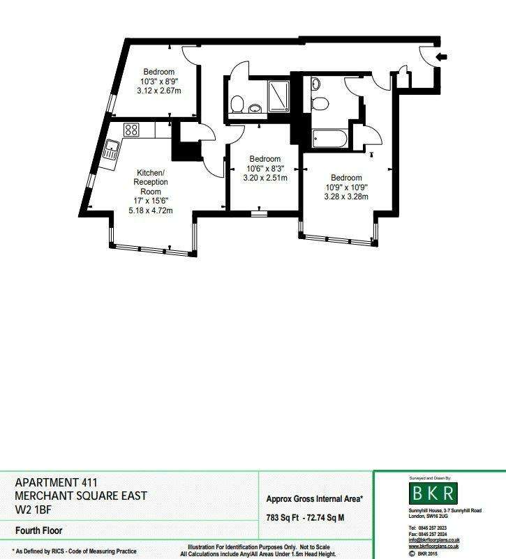 3 bedroom flat to rent - floorplan