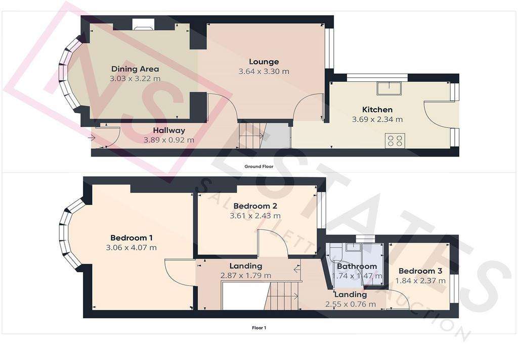 3 bedroom end of terrace house for sale - floorplan