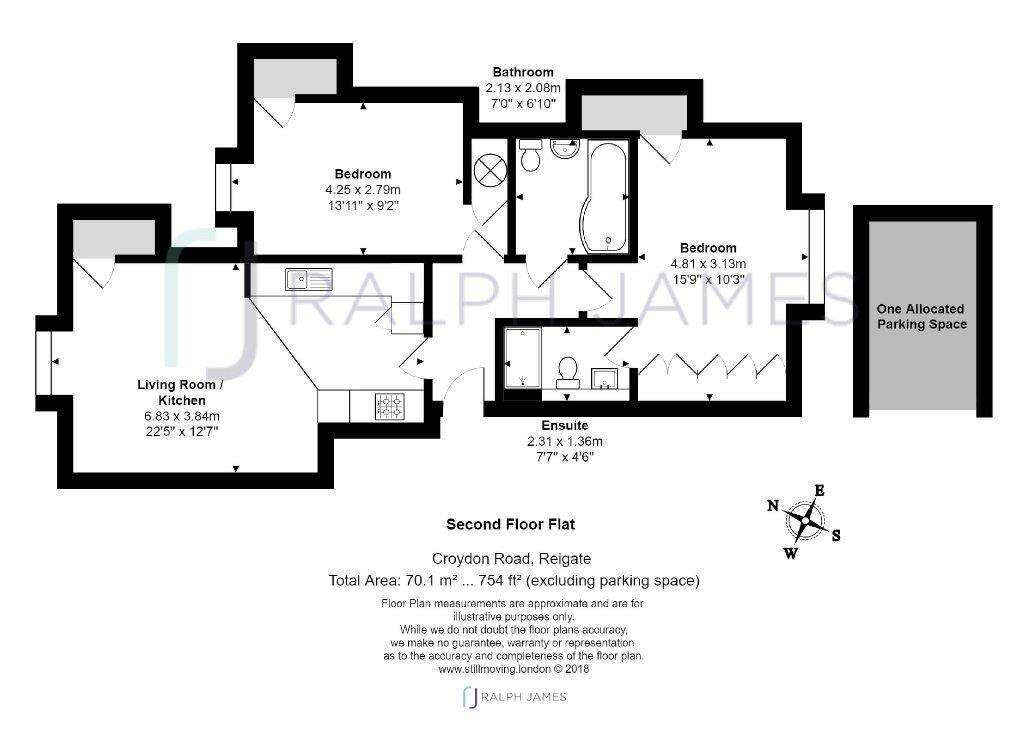 2 bedroom flat to rent - floorplan