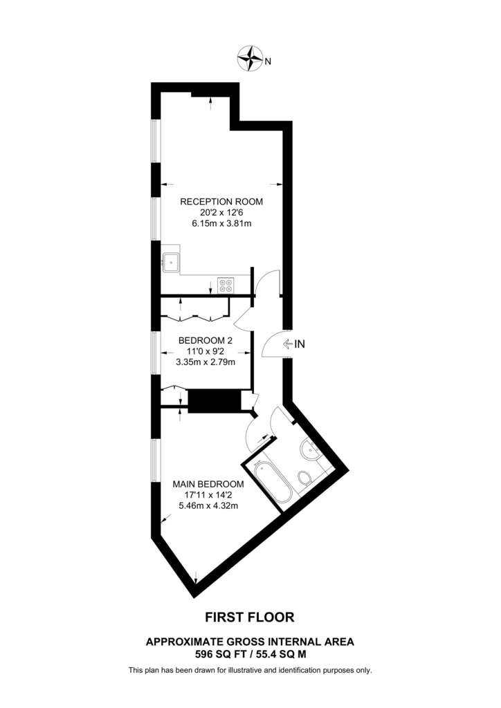 2 bedroom flat to rent - floorplan