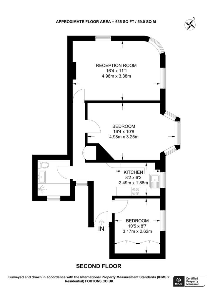 2 bedroom flat to rent - floorplan