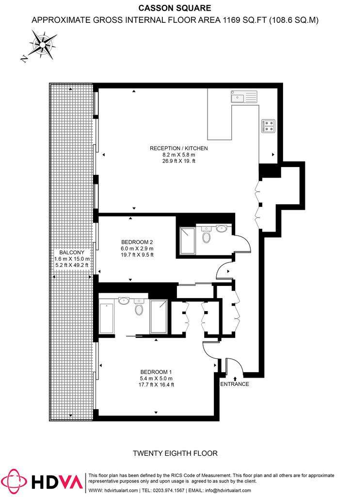 2 bedroom flat to rent - floorplan