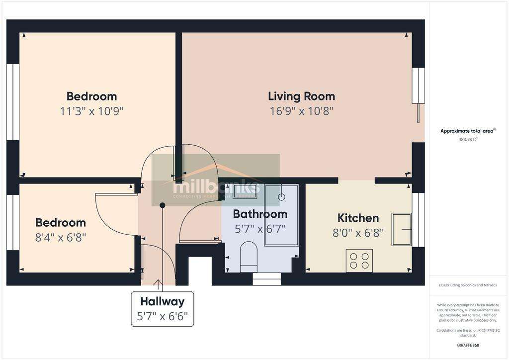 2 bedroom semi-detached bungalow for sale - floorplan