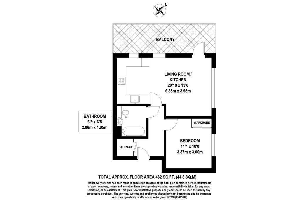 1 bedroom flat to rent - floorplan