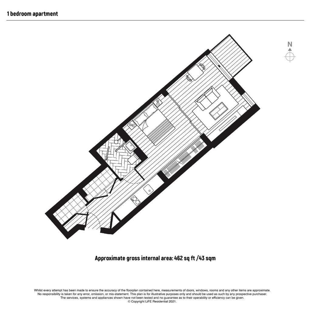 Studio flat to rent - floorplan