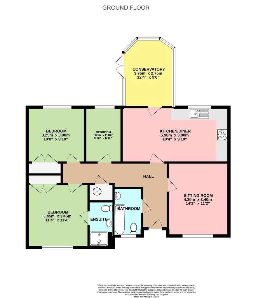 3 bedroom detached bungalow to rent - floorplan