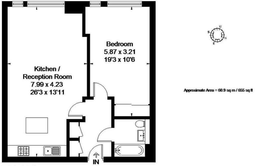 1 bedroom flat to rent - floorplan