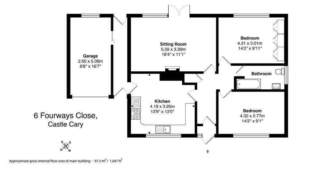 2 bedroom detached bungalow for sale - floorplan