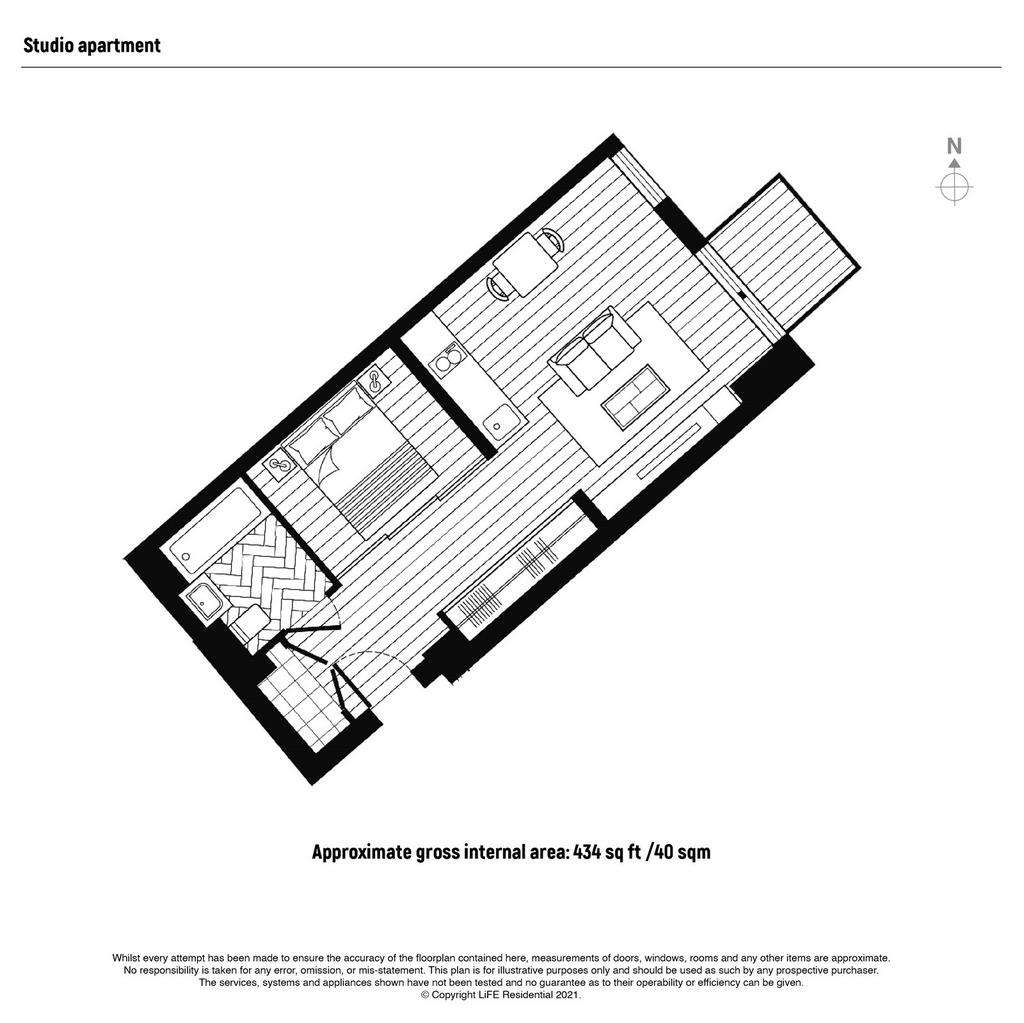 Studio flat to rent - floorplan