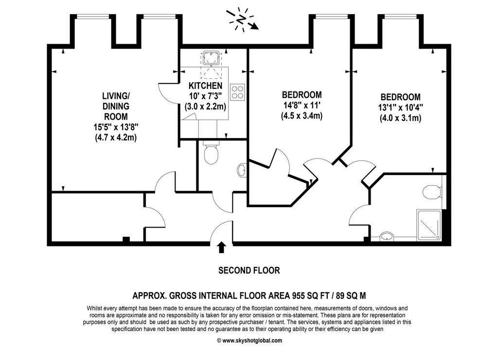 2 bedroom retirement property to rent - floorplan