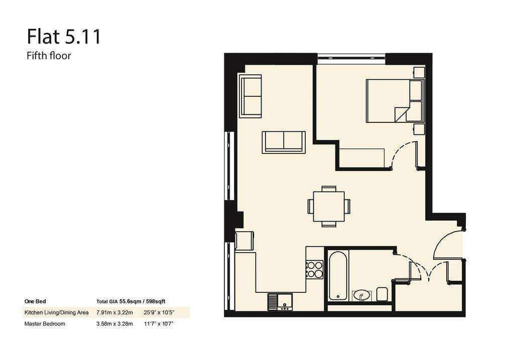 1 bedroom flat for sale - floorplan