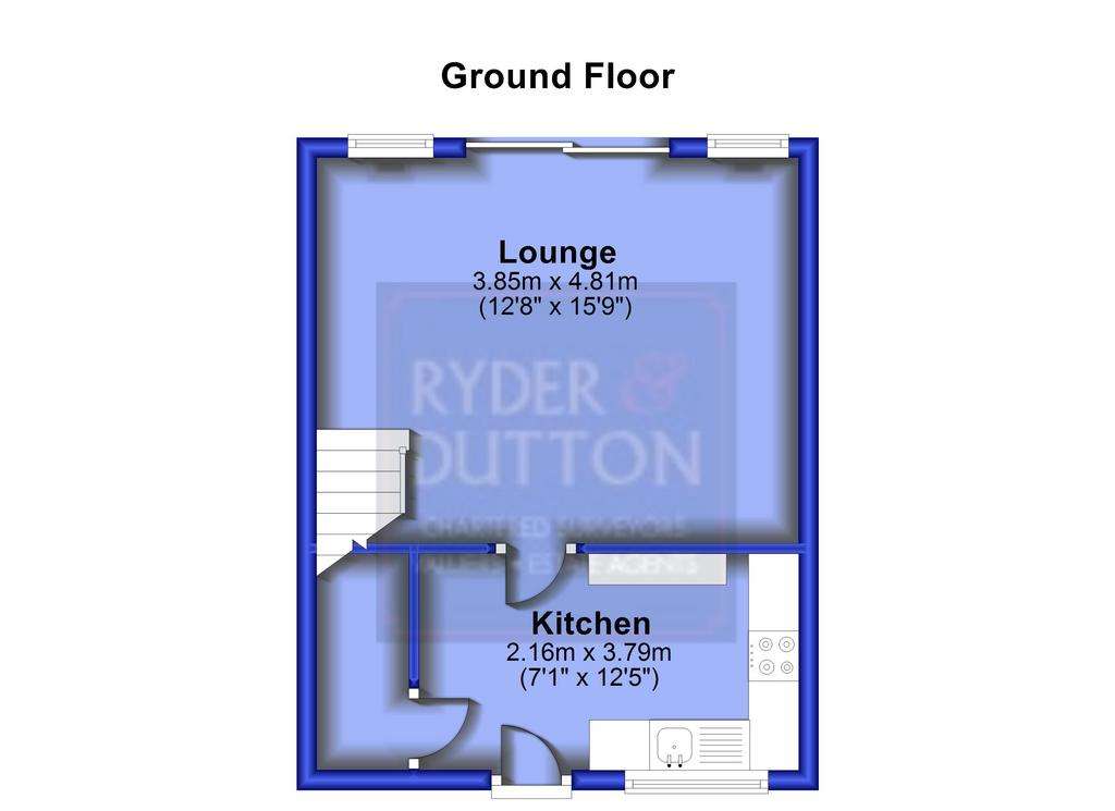 2 bedroom end of terrace house to rent - floorplan