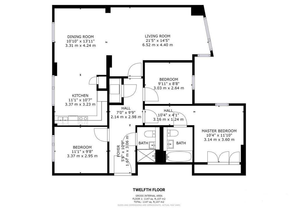 3 bedroom flat to rent - floorplan