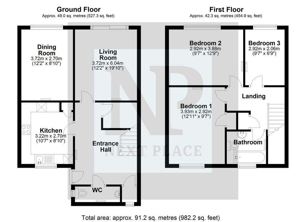 3 bedroom terraced house to rent - floorplan