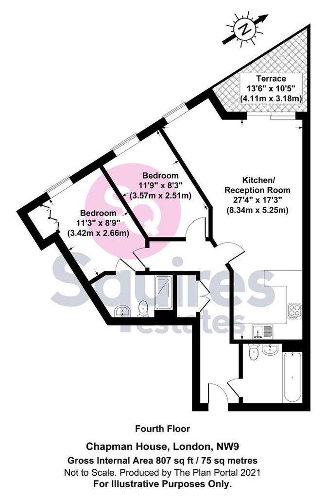 2 bedroom flat to rent - floorplan