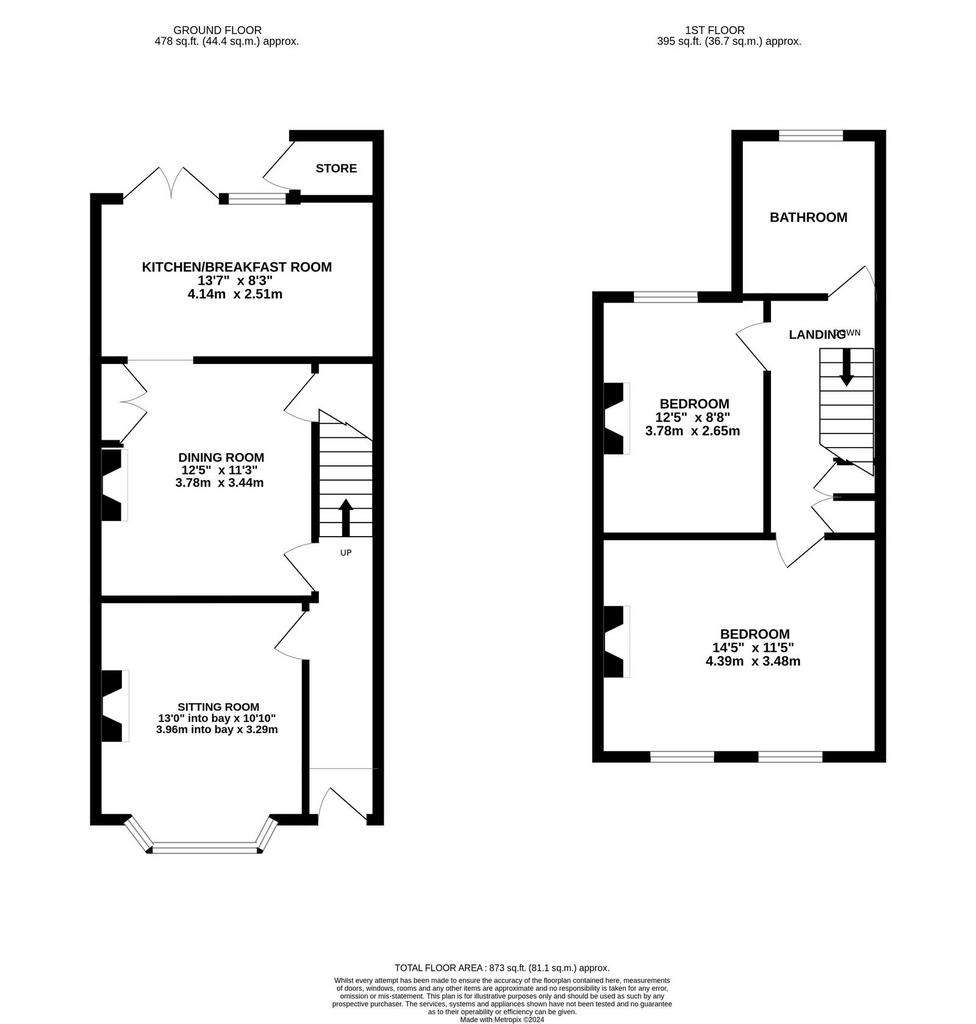 2 bedroom semi-detached house for sale - floorplan