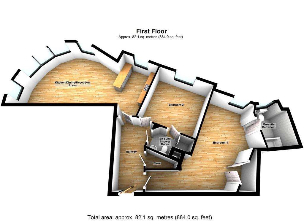 2 bedroom flat to rent - floorplan