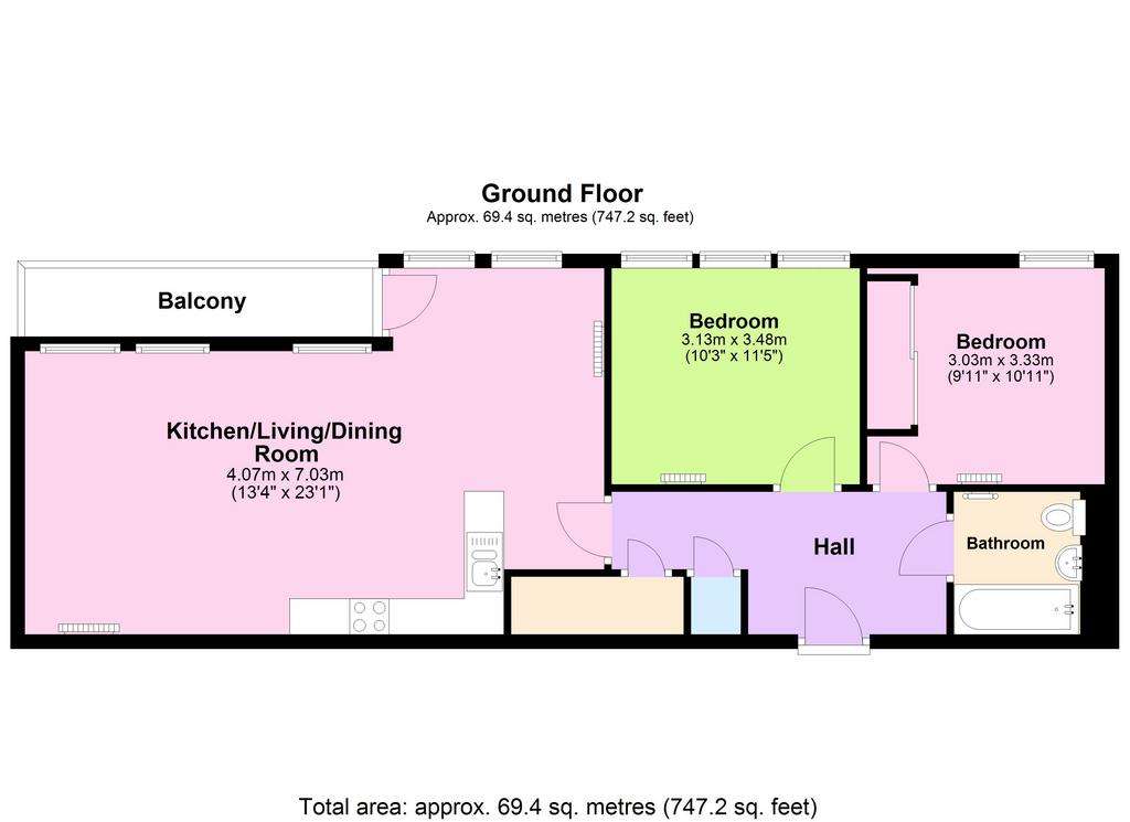 2 bedroom flat to rent - floorplan