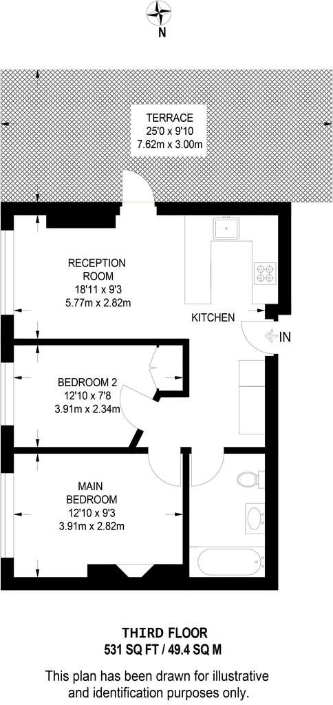 2 bedroom flat to rent - floorplan