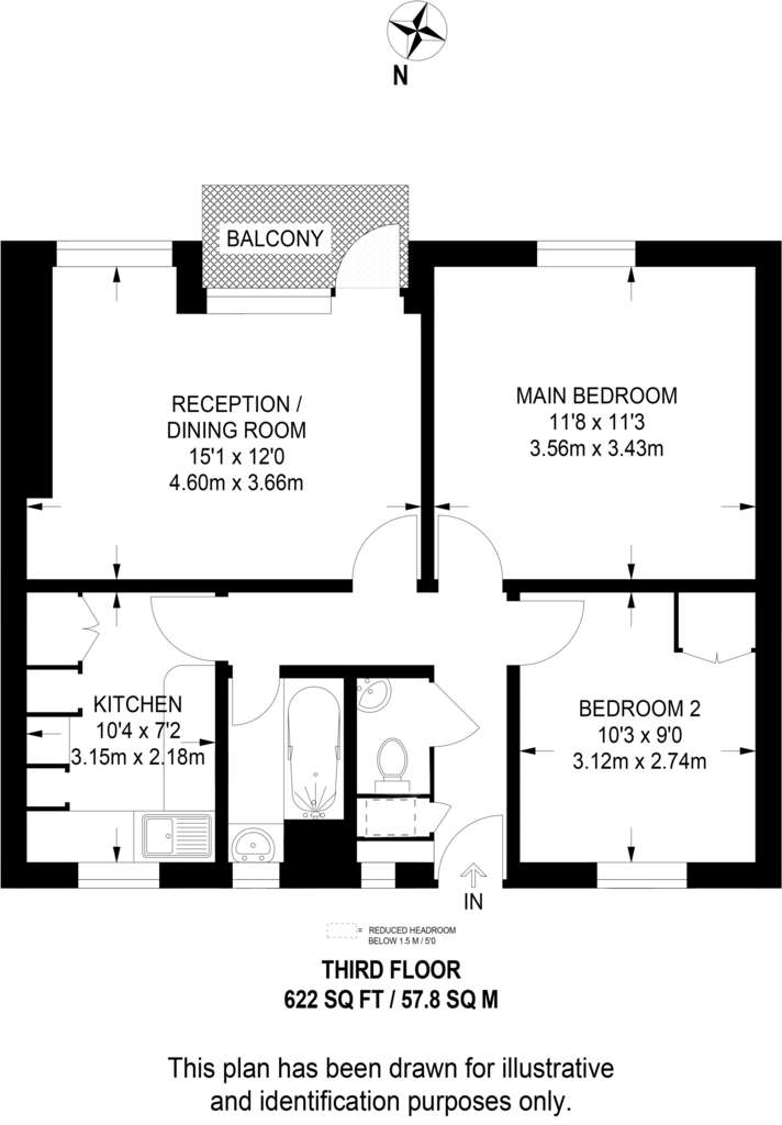 2 bedroom flat to rent - floorplan