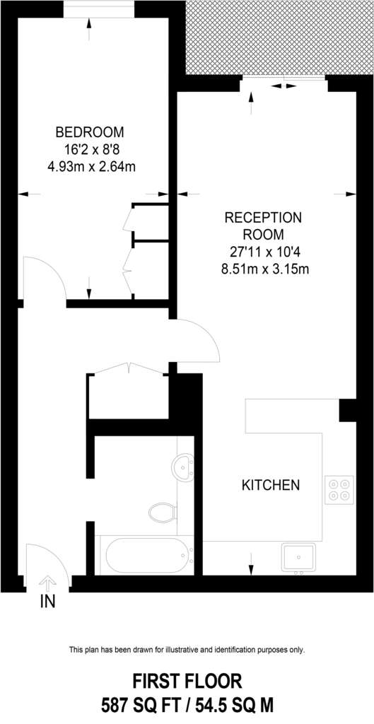 1 bedroom flat to rent - floorplan