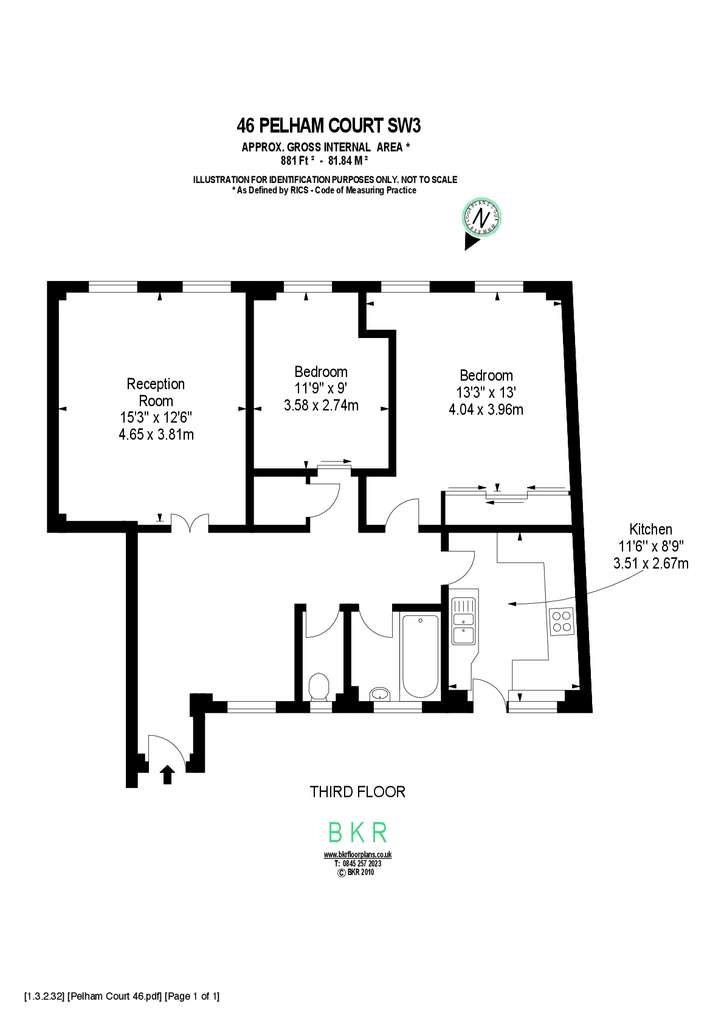 2 bedroom flat to rent - floorplan