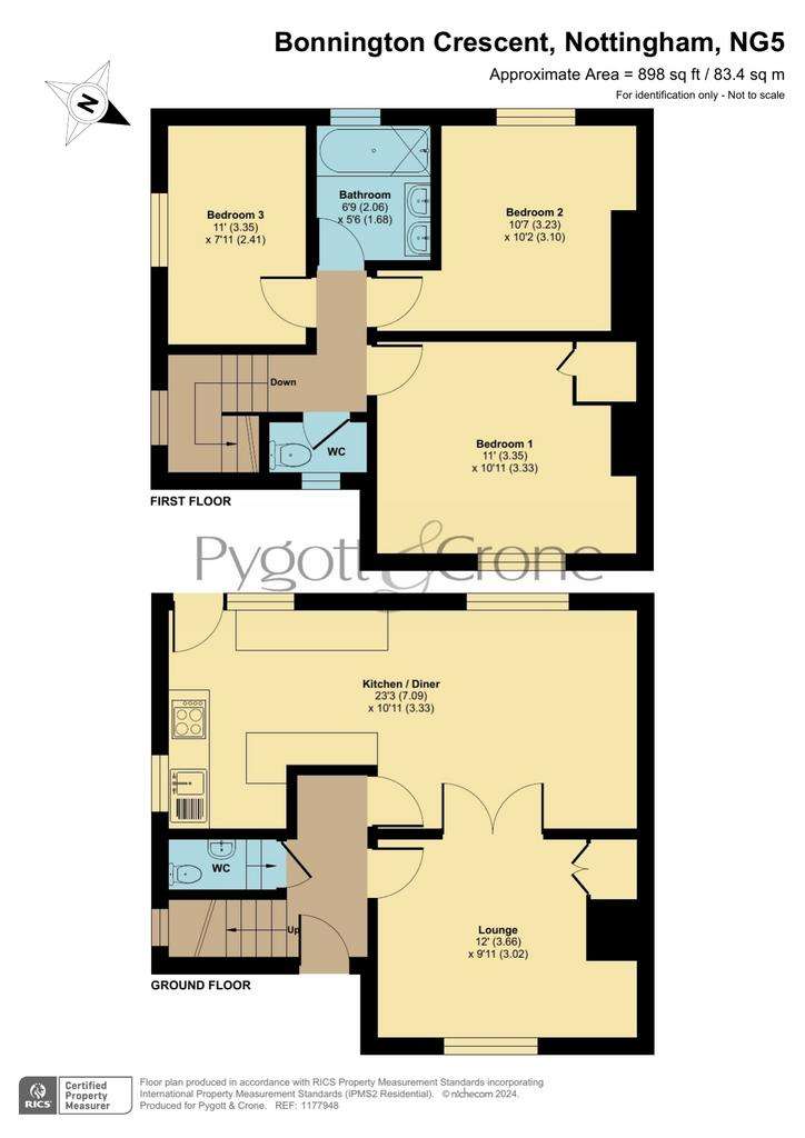 3 bedroom semi-detached house for sale - floorplan