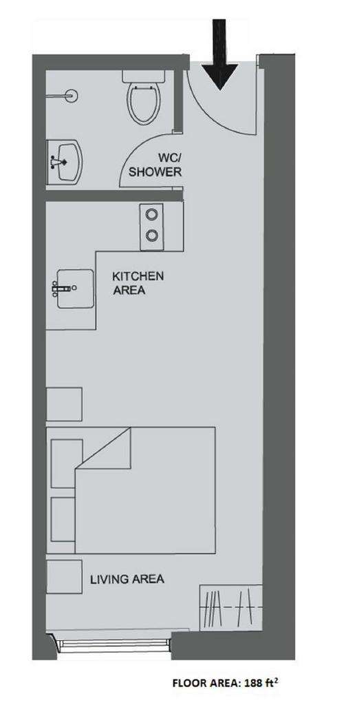 Studio flat to rent - floorplan