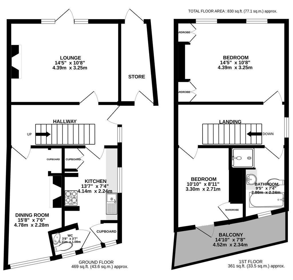 2 bedroom house for sale - floorplan