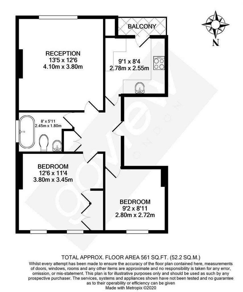 2 bedroom flat to rent - floorplan