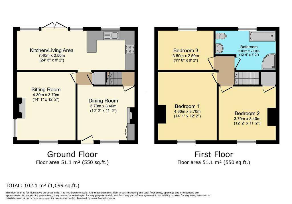 3 bedroom semi-detached house for sale - floorplan