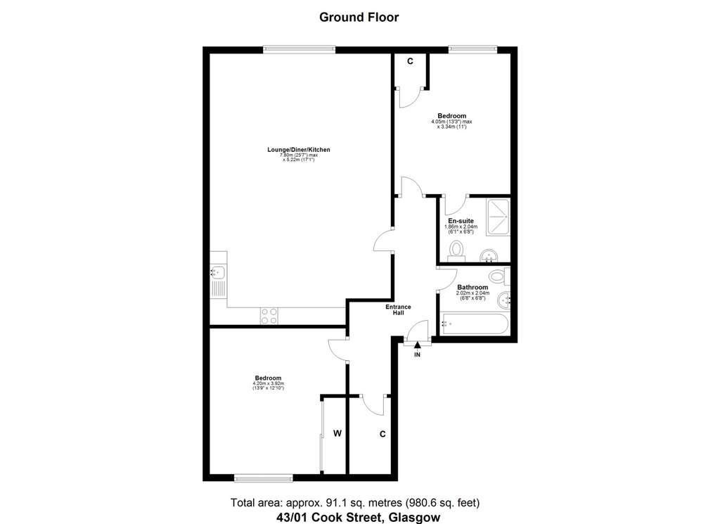 2 bedroom flat to rent - floorplan