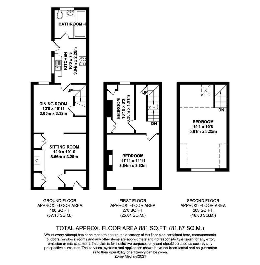 3 bedroom semi-detached house for sale - floorplan