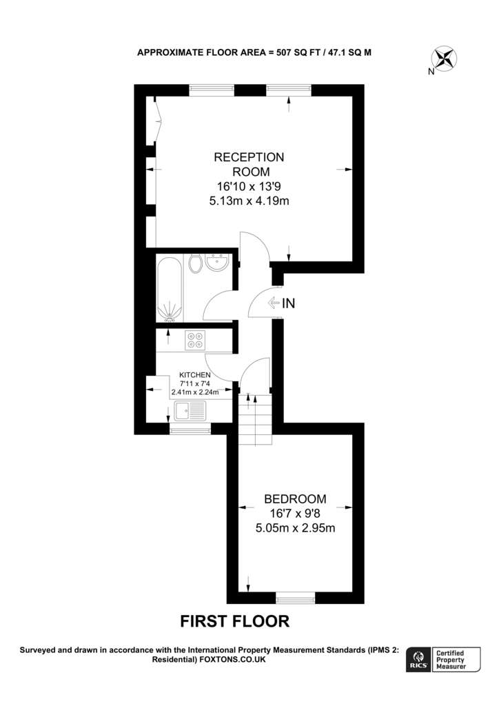 1 bedroom flat to rent - floorplan