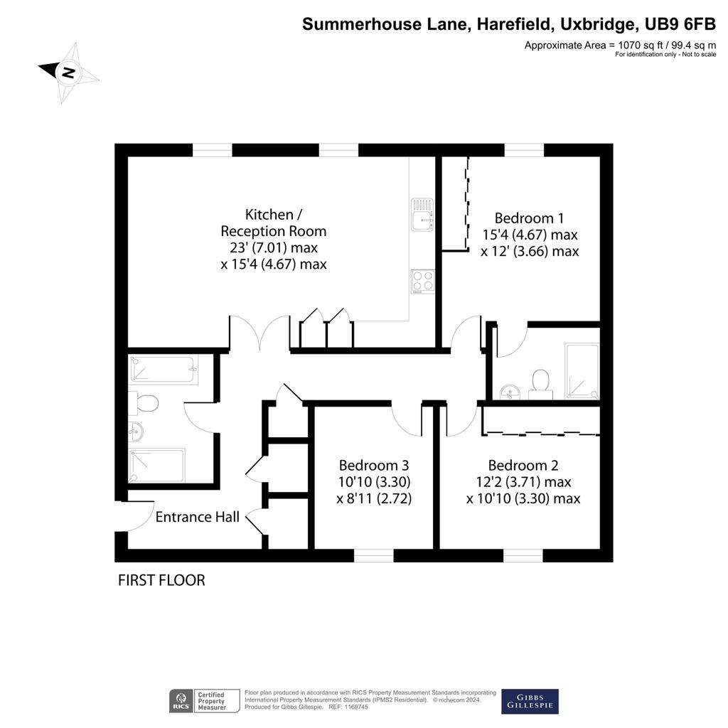 3 bedroom flat for sale - floorplan