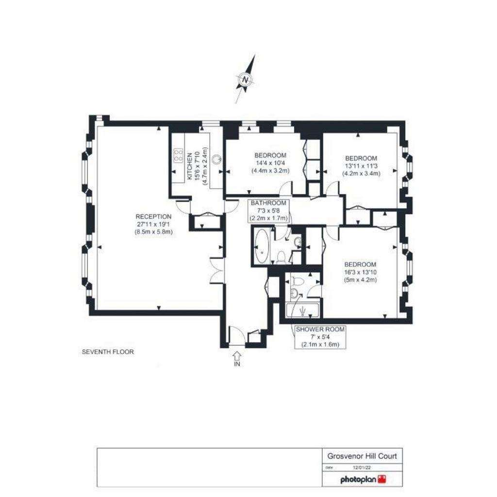 3 bedroom flat to rent - floorplan