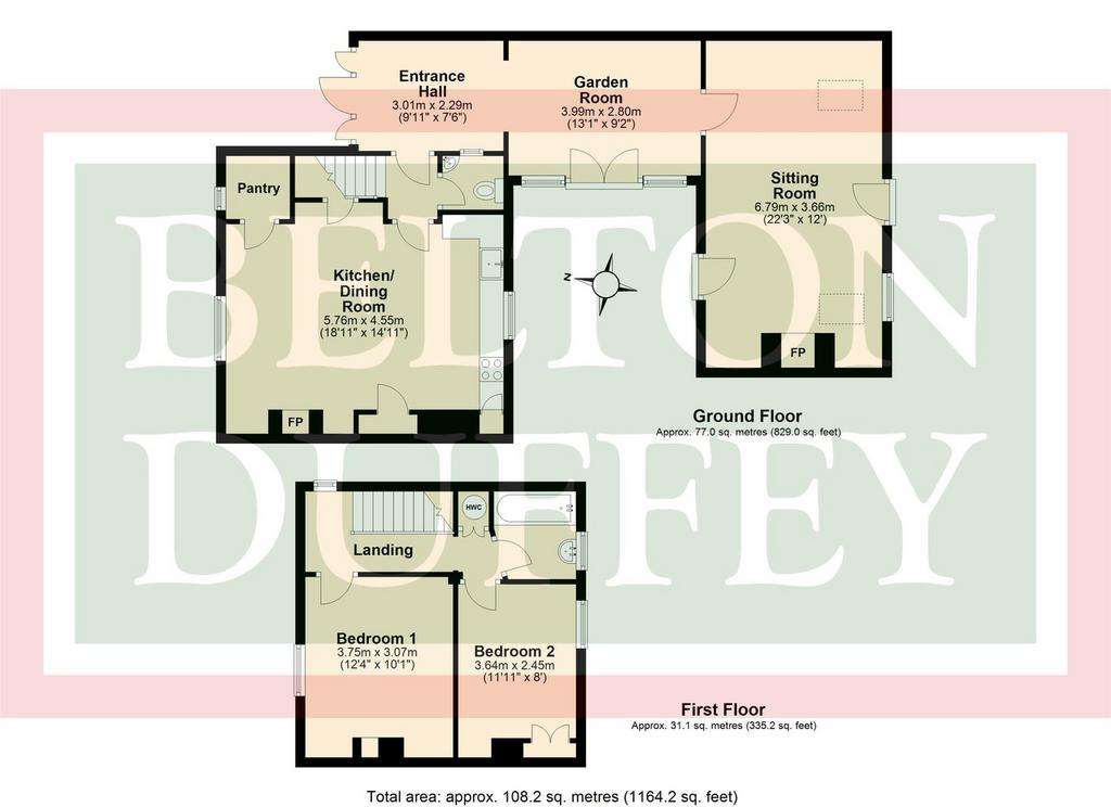 2 bedroom semi-detached house for sale - floorplan