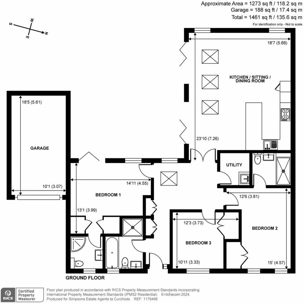 3 bedroom bungalow for sale - floorplan