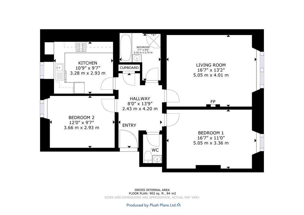 2 bedroom flat for sale - floorplan