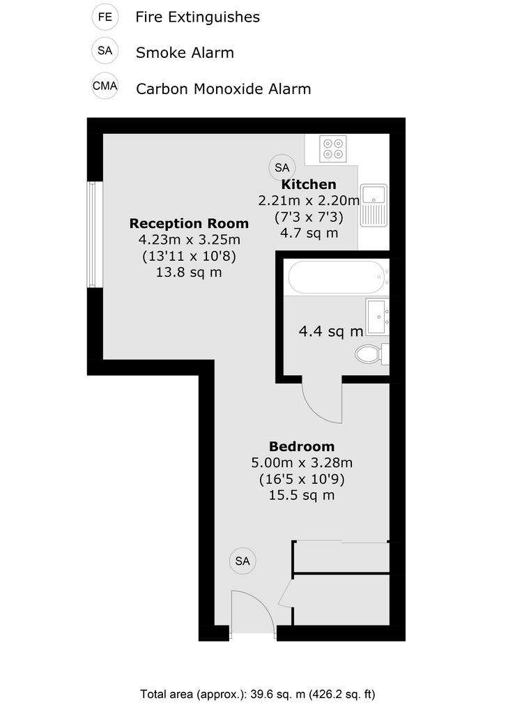 Studio flat to rent - floorplan