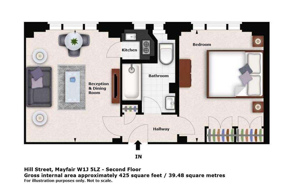 1 bedroom flat to rent - floorplan