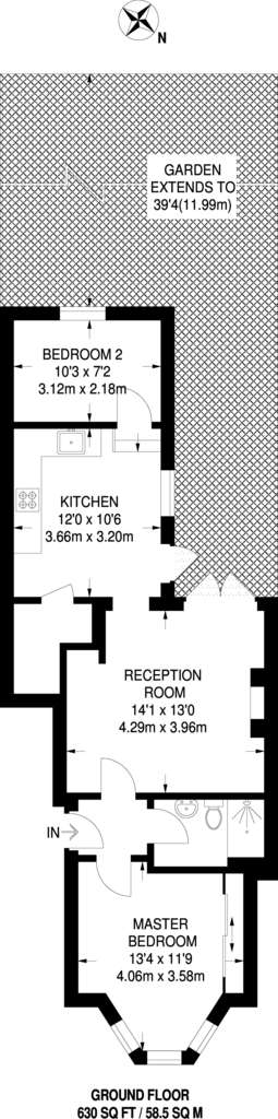 2 bedroom flat to rent - floorplan