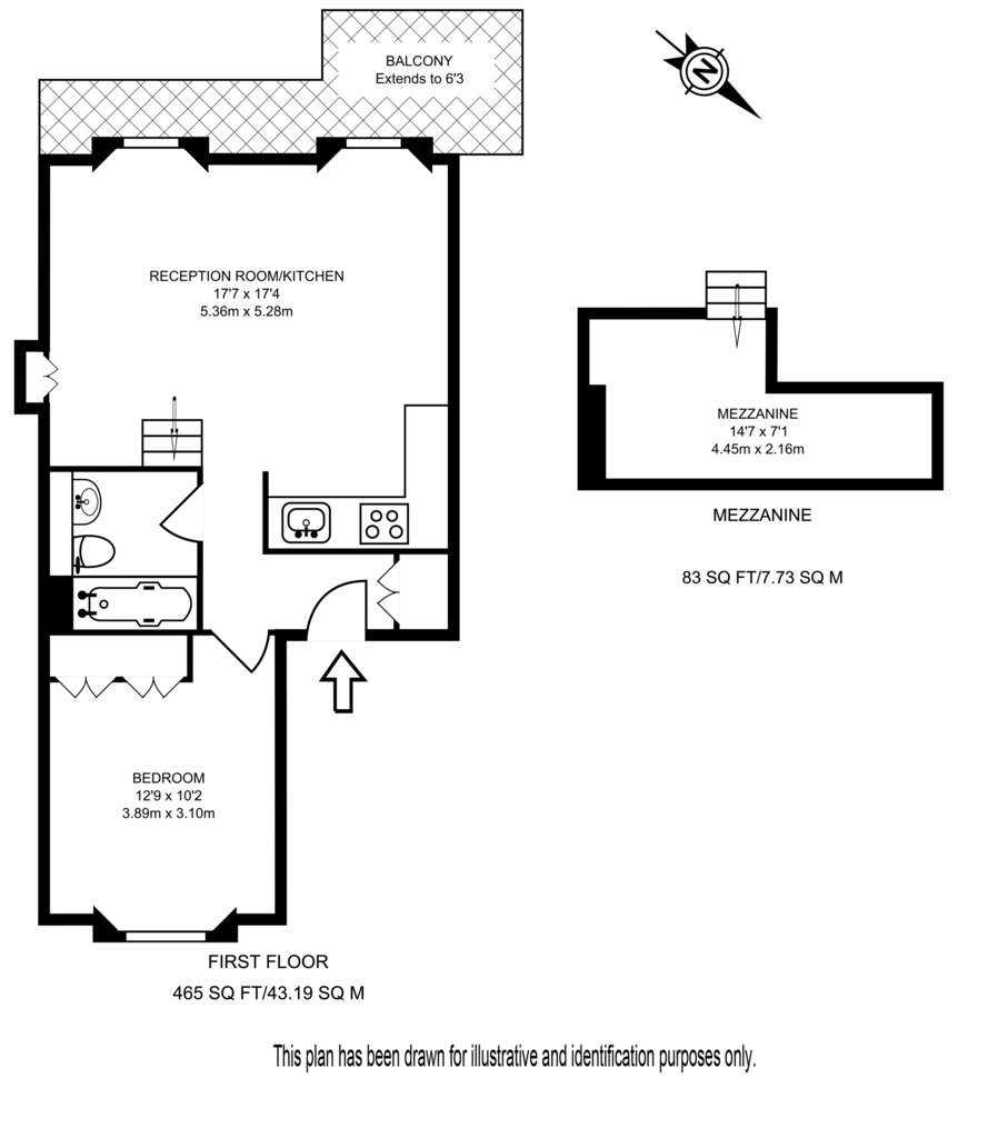 1 bedroom flat to rent - floorplan