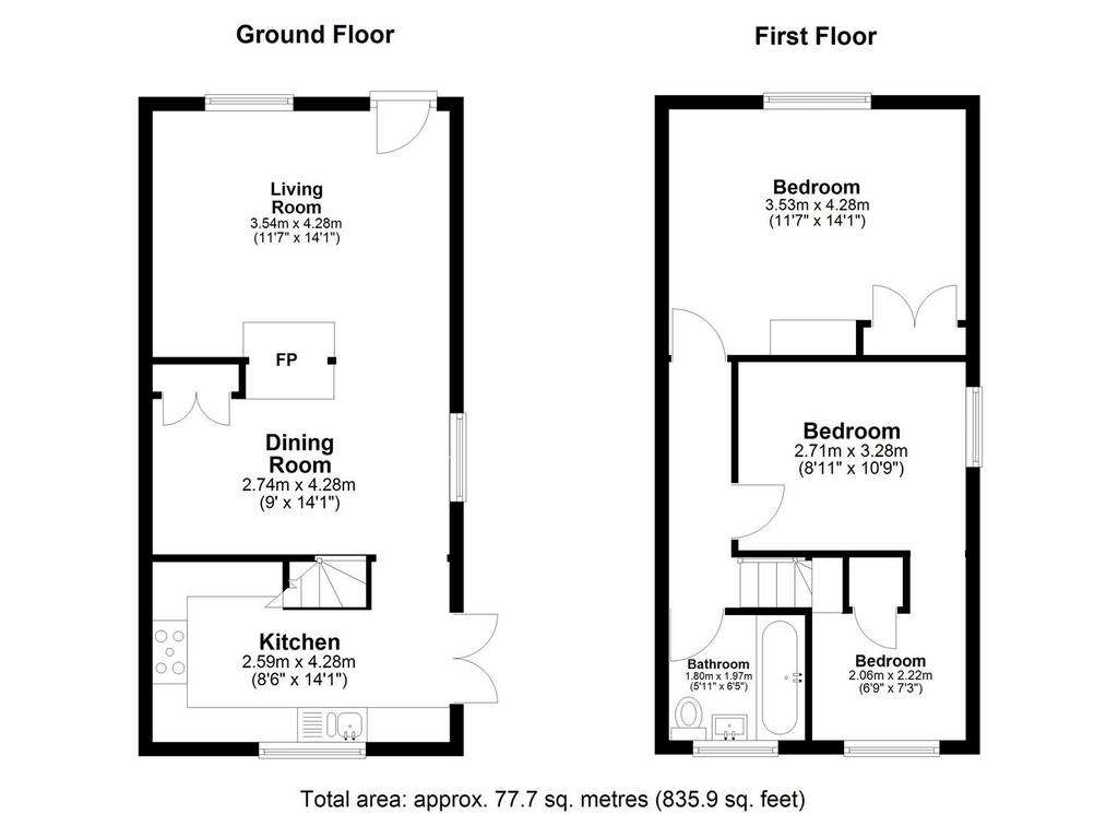 3 bedroom detached house for sale - floorplan