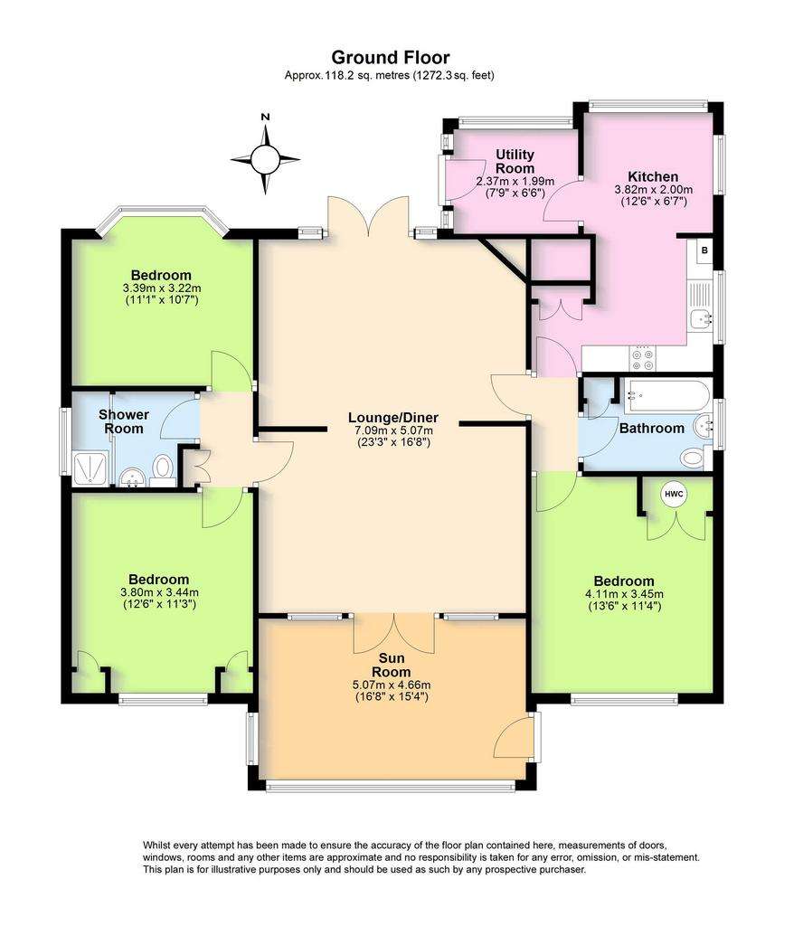 3 bedroom bungalow for sale - floorplan