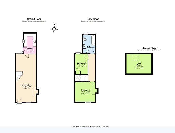 2 bedroom house to rent - floorplan