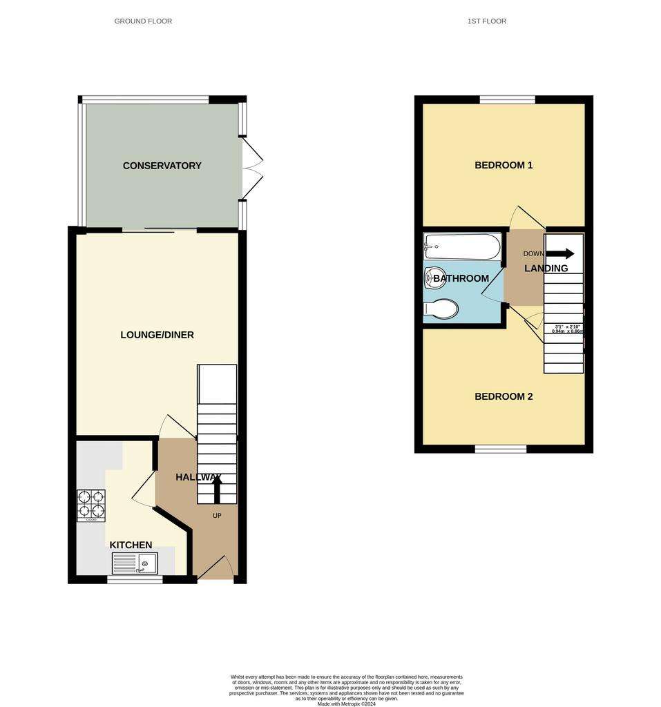 2 bedroom semi-detached house for sale - floorplan